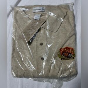 Big Butt Cigar Company Logo Munsinger Wear Beige Polo NEW Vtg  Sz Large Men 90s